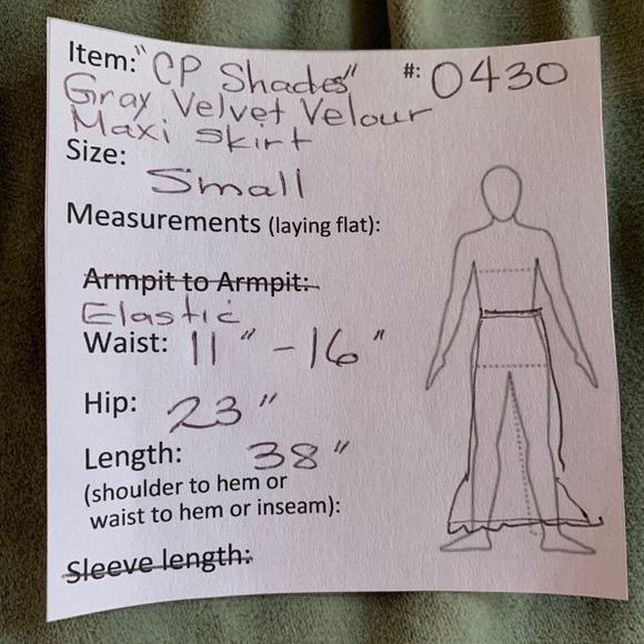 CP Shades Gray Velvet Velour Maxi Skirt Small - Picture 8 of 8